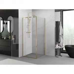 MEXEN/S - Exo sprchovací kút dvere krídlové 80 x 80, transparent, zlato 8181-080-080-50-00