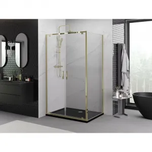 MEXEN/S - Exo sprchovací kút dvere krídlové 80 x 85, transparent, zlato 8182-080-085-50-00