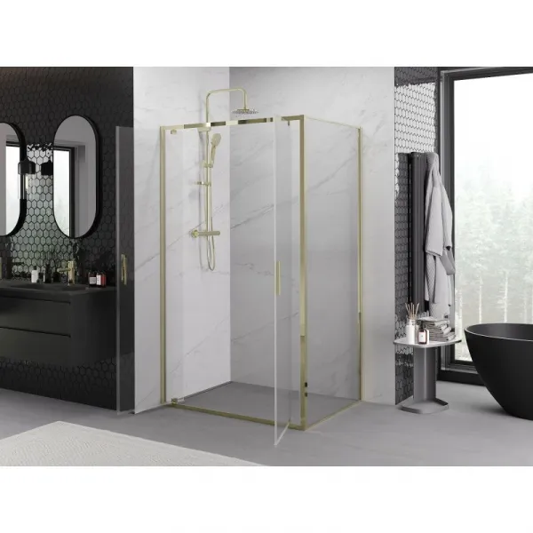 MEXEN/S - Exo sprchovací kút dvere krídlové 80 x 85, transparent, zlato 8182-080-085-50-00