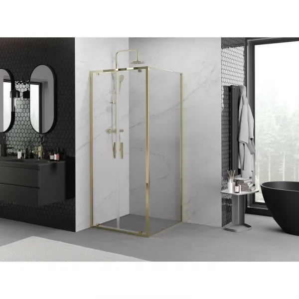 MEXEN/S - Exo sprchovací kút dvere krídlové 80 x 80, transparent, zlato 8182-080-080-50-00