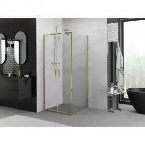 MEXEN/S - Exo sprchovací kút dvere krídlové 80 x 80, transparent, zlato 8182-080-080-50-00