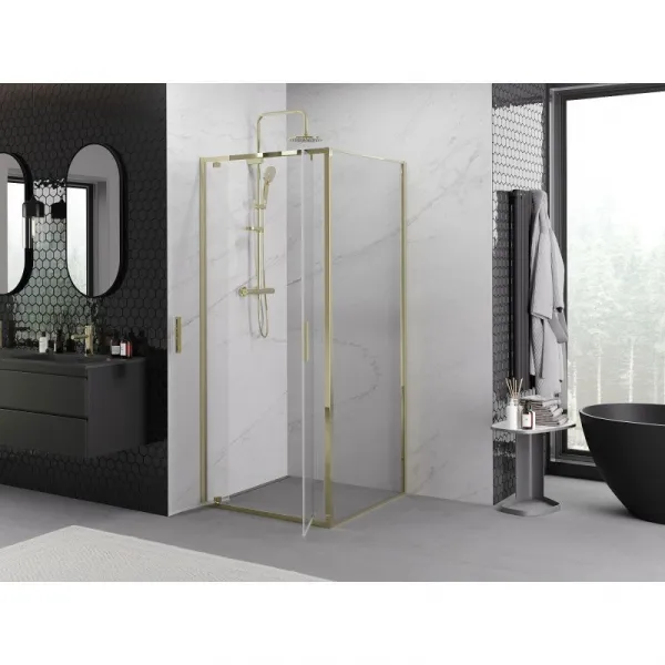 MEXEN/S - Exo sprchovací kút dvere krídlové 80 x 80, transparent, zlato 8182-080-080-50-00