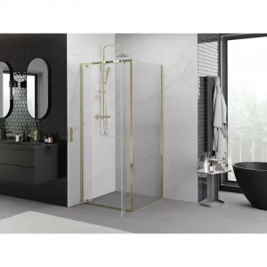 MEXEN/S - Exo sprchovací kút dvere krídlové 80 x 80, transparent, zlato 8182-080-080-50-00