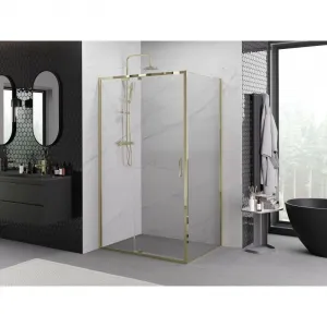 MEXEN/S - Exo sprchovací kút dvere krídlové 155 x 100, transparent, zlato 819-155-100-50-00