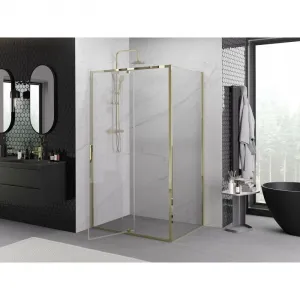 MEXEN/S - Exo sprchovací kút dvere krídlové 155 x 100, transparent, zlato 819-155-100-50-00