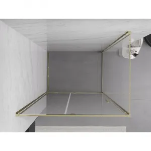 MEXEN/S - Exo sprchovací kút dvere krídlové 155 x 100, transparent, zlato 819-155-100-50-00