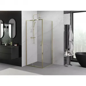 MEXEN/S - Exo sprchovací kút dvere krídlové 100 x 100, transparent, zlato 819-100-100-50-00