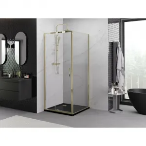 MEXEN/S - Exo sprchovací kút dvere krídlové 100 x 100, transparent, zlato 819-100-100-50-00