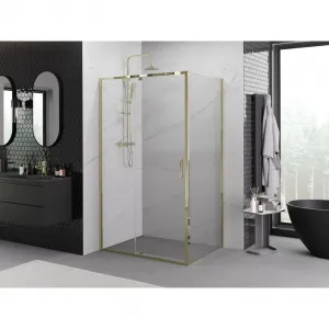 MEXEN/S - Exo sprchovací kút dvere krídlové 145 x 70, transparent, zlato 819-145-070-50-00