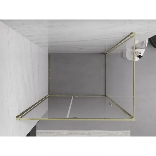 MEXEN/S - Exo sprchovací kút dvere krídlové 145 x 70, transparent, zlato 819-145-070-50-00