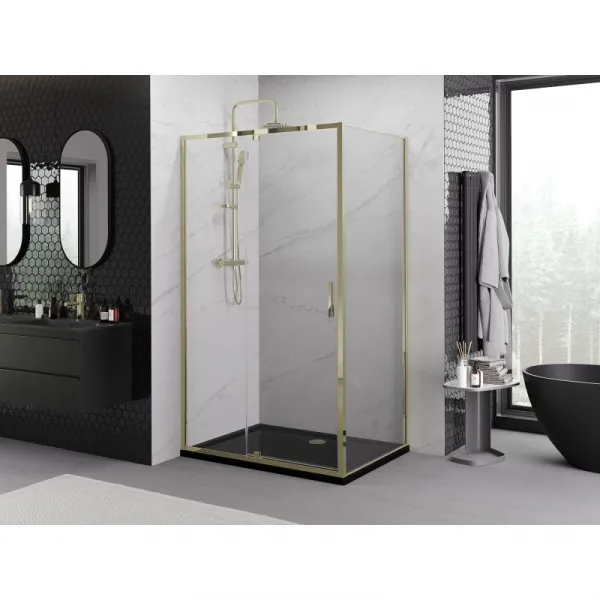 MEXEN/S - Exo sprchovací kút dvere krídlové 145 x 75, transparent, zlato 819-145-075-50-00