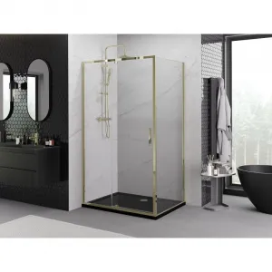 MEXEN/S - Exo sprchovací kút dvere krídlové 145 x 75, transparent, zlato 819-145-075-50-00