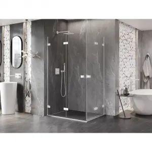 MEXEN/S - Lunar-F Duo sprchovací kút skladacie dvere 95 x 70, transparent, biela 836-095L-070P-20-00