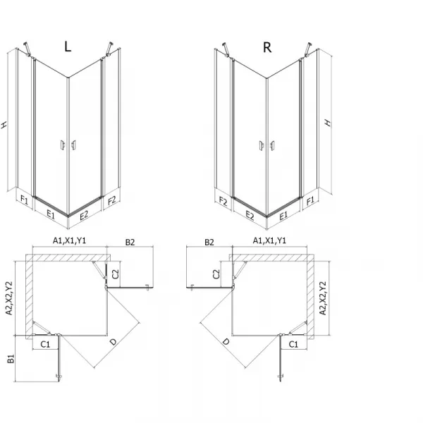 MEXEN/S - Mist L Duo sprchovací kút dvere krídlové 105 x 100, čierna dekor, čierna 8A4L-105L-100P-70-77