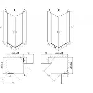 MEXEN/S - Mist L Duo sprchovací kút dvere krídlové 105 x 100, čierna dekor, čierna 8A4L-105L-100P-70-77