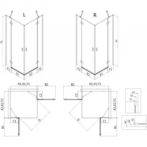 MEXEN/S - Mist H Duo sprchovací kút dvere krídlové 80 x 85, transparent, chróm 8A5-080L-085P-01-00