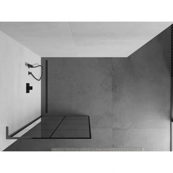 MEXEN/S - Kioto L Sprchová zástena WALK-IN 80 x 200, čierny vzor, grafit kartáčovaná 800-080-103-66-77