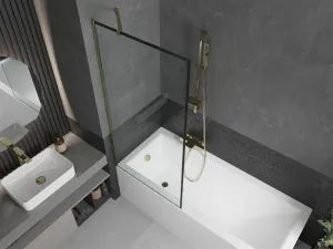 MEXEN/S - Next vaňová zástena FIX 80 x 150, čierna dekor, zlatá 895-080-000-00-70-50