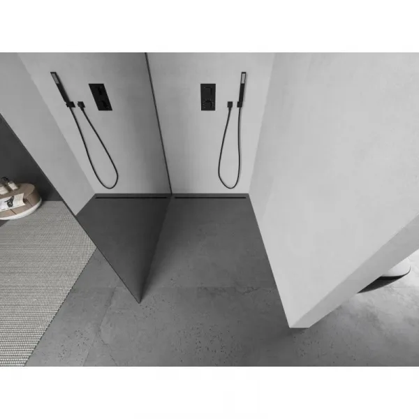 MEXEN/S - Kioto L Sprchová zástena WALK-IN 100 x 200, zrkadlové, grafit kartáčovaná 800-100-103-66-50