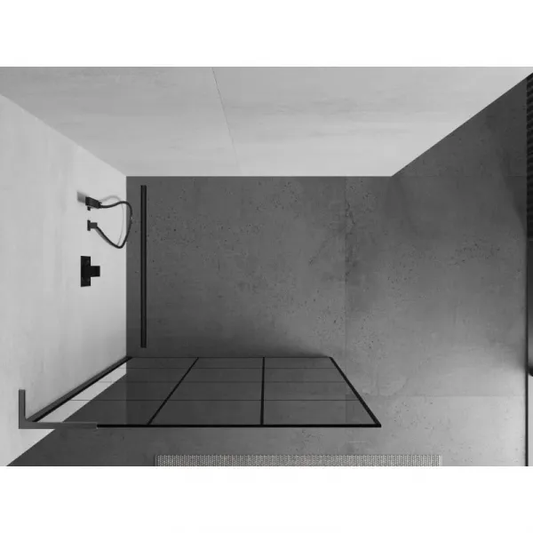 MEXEN/S - Kioto L Sprchová zástena WALK-IN 110 x 200, čierny vzor, grafit kartáčovaná 800-110-103-66-77