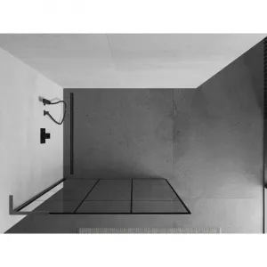 MEXEN/S - Kioto L Sprchová zástena WALK-IN 110 x 200, čierny vzor, grafit kartáčovaná 800-110-103-66-77