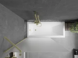 MEXEN/S - Next vaňová zástena FIX 100 x 150, mrazené sklo, zlatá 895-100-000-00-30-50