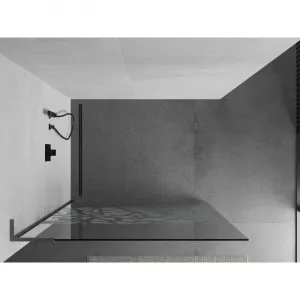 MEXEN/S - Kioto L Sprchová zástena WALK-IN 110 x 200, biely vzor, grafit kartáčovaná 800-110-103-66-85