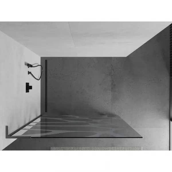 MEXEN/S - Kioto L Sprchová zástena WALK-IN 120 x 200, biely vzor, grafit kartáčovaná 800-120-103-66-97