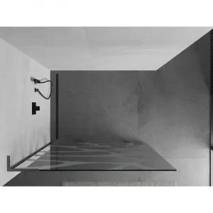MEXEN/S - Kioto L Sprchová zástena WALK-IN 120 x 200, biely vzor, grafit kartáčovaná 800-120-103-66-97