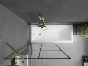 MEXEN/S - Next vaňová zástena FIX 90x150, čierny dekor, zlato 895-090-000-00-77-50