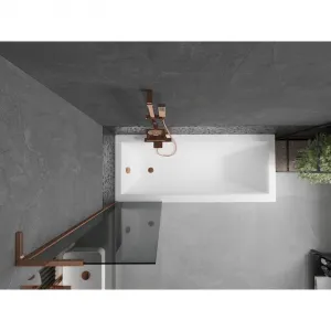 MEXEN/S - Next L vaňová zástena FIX 50 x 150, grafit, ružové zlato 895-050-000-03-40-60