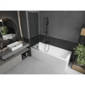 MEXEN/S - Next L vaňová zástena FIX 50 x 150, grafit, grafit kartáčovaná 895-050-000-03-40-66
