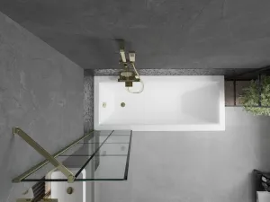 MEXEN/S - Next vaňová zástena FIX 50 x 150, čierna dekor, zlatá 895-050-000-00-77-50