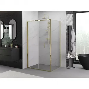 MEXEN/S - Exo sprchovací kút skladacie dvere 80 x 90, transparent, zlato 816-080-090-50-00