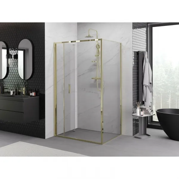 MEXEN/S - Exo sprchovací kút skladacie dvere 80 x 90, transparent, zlato 816-080-090-50-00