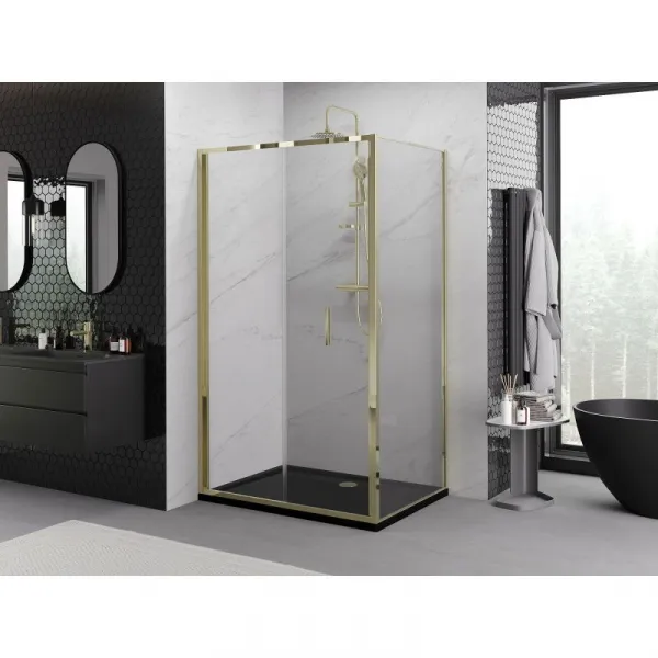 MEXEN/S - Exo sprchovací kút skladacie dvere 80 x 90, transparent, zlato 816-080-090-50-00