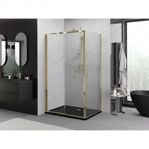 MEXEN/S - Exo sprchovací kút skladacie dvere 80 x 90, transparent, zlato 816-080-090-50-00