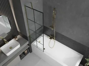 MEXEN/S - Next vaňová zástena FIX 60 x 150, čierna dekor, zlatá 895-060-000-00-77-50