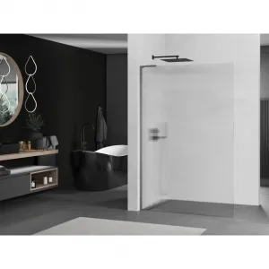 MEXEN/S - Kioto L Sprchová zástena WALK-IN 100 x 200, prúžky, grafit kartáčovaná 800-100-103-66-09