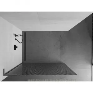 MEXEN/S - Kioto L Sprchová zástena WALK-IN 100 x 200, prúžky, grafit kartáčovaná 800-100-103-66-09