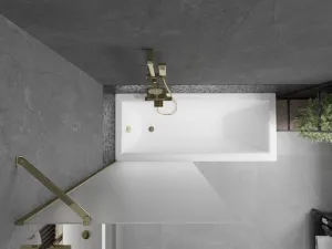 MEXEN/S - Next vaňová zástena FIX 80 x 150, mrazené sklo, zlatá 895-080-000-00-30-50