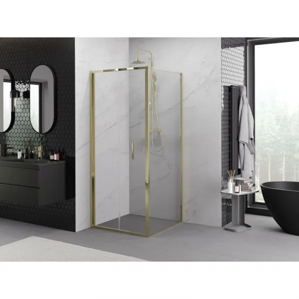 MEXEN/S - Exo sprchovací kút skladacie dvere 70 x 70, transparent, zlato 816-070-070-50-00