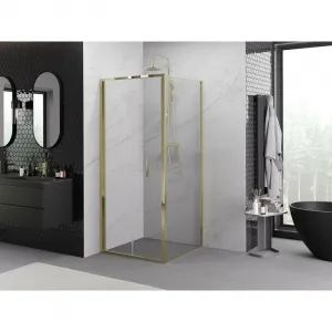 MEXEN/S - Exo sprchovací kút skladacie dvere 70 x 70, transparent, zlato 816-070-070-50-00