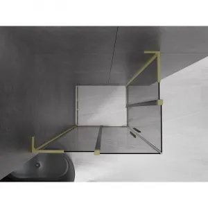 MEXEN/S - Velar L Duo sprchovací kút, posuvné dvere 90 x 80, grafit, zlato kartáčovaná 871-090-080-02-43-55