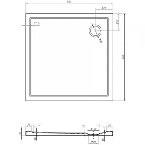 MEXEN - Flow Sprchová vanička štvorcová slim 85 x 85, čierna mat 46S708585