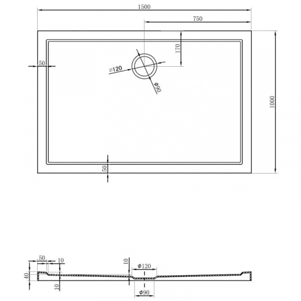 MEXEN - Flow sprchová vanička obdĺžniková slim 100 x 150, čierna mat 46R701015
