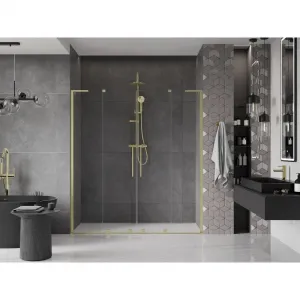MEXEN/S - Velar L Duo posuvné sprchové dvere 200, transparent, zlatá kartáčovaná 871-200-003-02-55