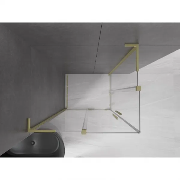 MEXEN/S - Velar L Duo sprchovací kút, posuvné dvere 90 x 80, transparent, zlato kartáčovaná 871-090-080-02-03-55
