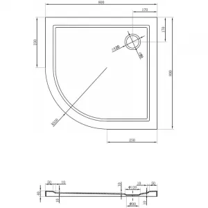 MEXEN - Flow Sprchová vanička štvrťkruh slim 80 x 80, biela lesk 46Q108080