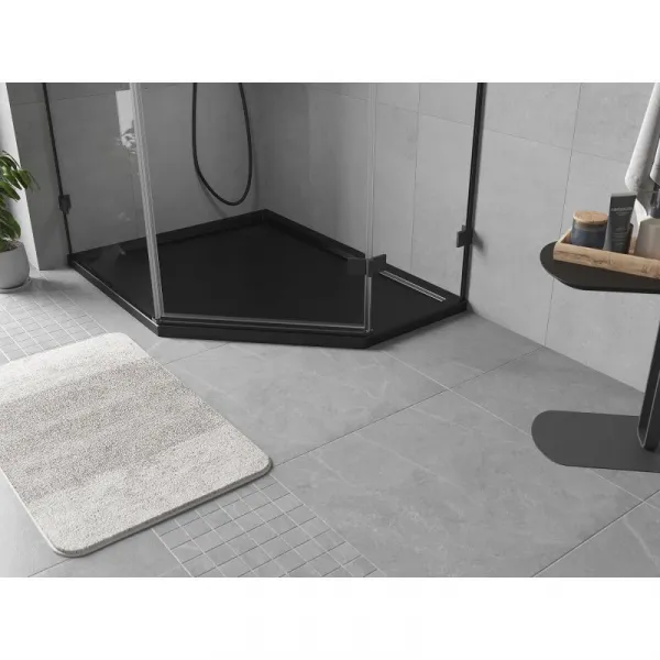 MEXEN - Flow päťboká sprchová vanička slim ľavá 100 x 80, čierna mat 46P708010L
